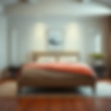 Cozy bedroom interior featuring a double bed with a plush headboard