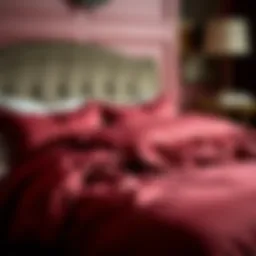 Luxurious burgundy quilt draped elegantly over a king size bed