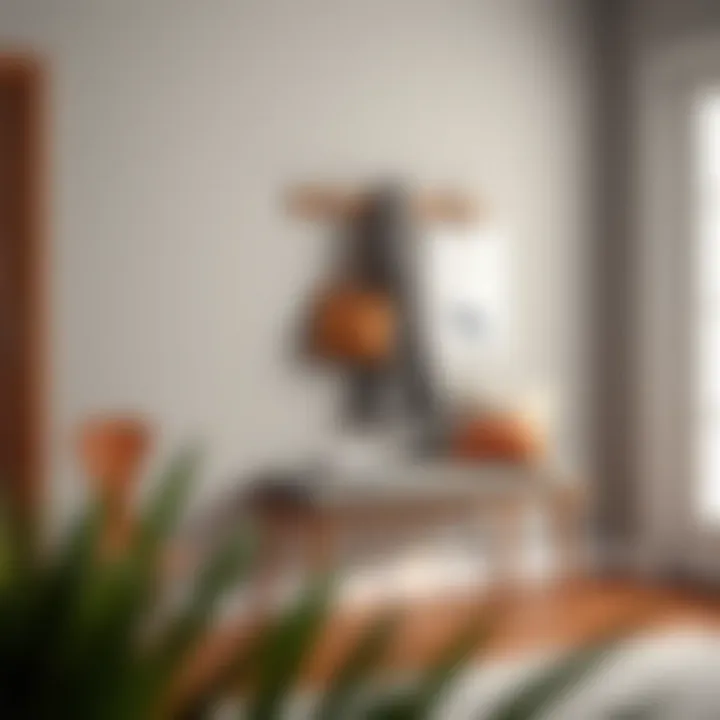 Modern coat rack integrated with entryway bench