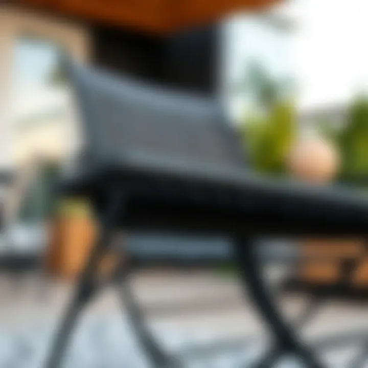 Durable materials of a folding patio set showcased in detail