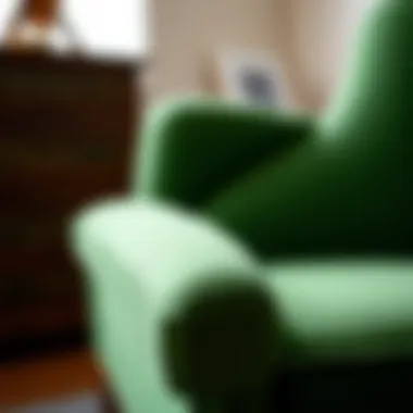 Textural Details of the Green Easy Chair Close-up of fabric texture on a green easy chair
