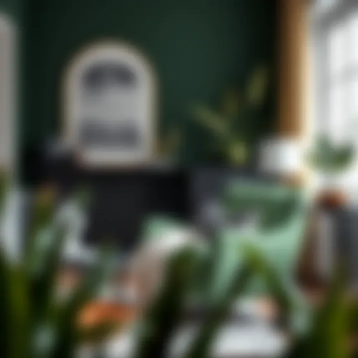 Green Easy Chair with Stylish Accents Green easy chair paired with stylish decor elements