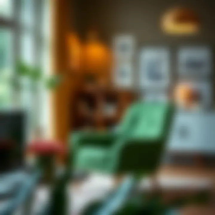 Versatility of the Green Easy Chair Showcasing the versatility of a green easy chair in various settings