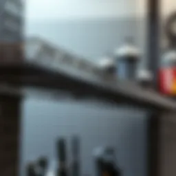 A detailed close-up of a metal tool shelf showcasing organizational features.