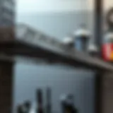 Intricate Design of Metal Tool Shelves A detailed close-up of a metal tool shelf showcasing organizational features.