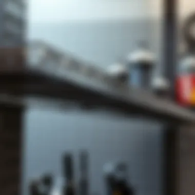 Intricate Design of Metal Tool Shelves A detailed close-up of a metal tool shelf showcasing organizational features.