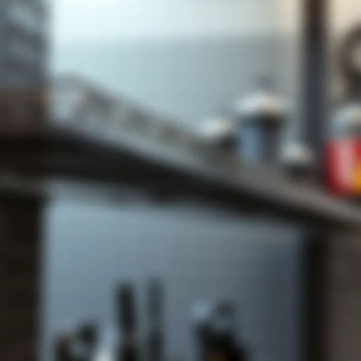 Intricate Design of Metal Tool Shelves A detailed close-up of a metal tool shelf showcasing organizational features.