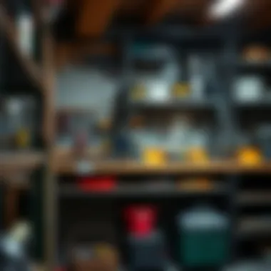 Aesthetics of Metal Tool Shelves Aesthetic appeal of metal tool shelves in a modern workshop.