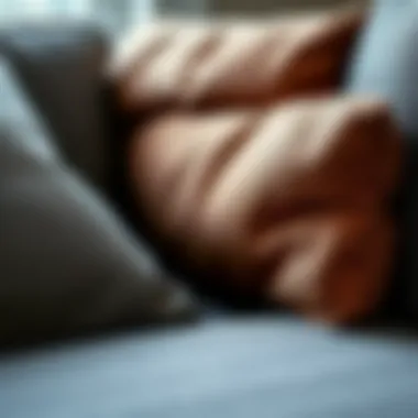 Close-up of fabric textures on a three-seater sofa