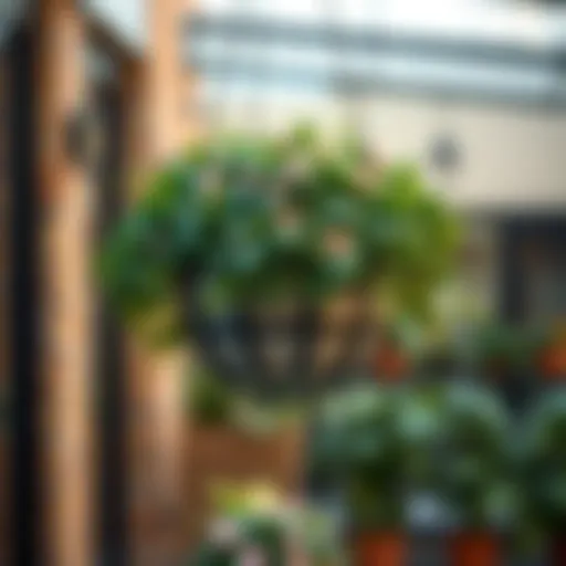 Elegant Design of Large Metal Hanging Planter Elegant large metal hanging planter with lush greenery