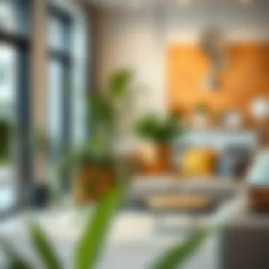 Stylish interior setting featuring metal hanging planters