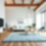 Light blue rug enhancing a modern living room