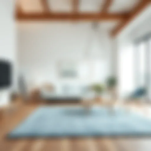 Light blue rug enhancing a modern living room