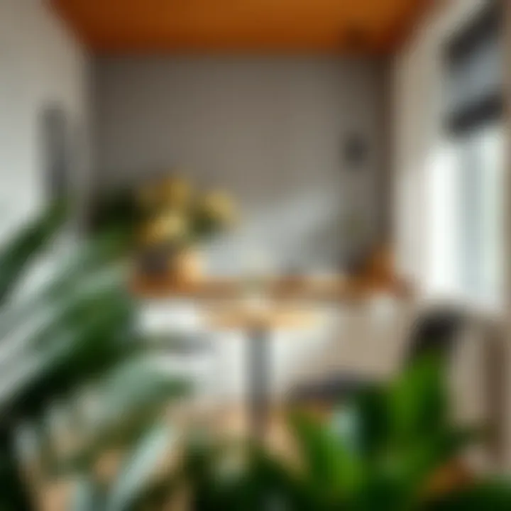 Stylish tall bistro table in a minimalist dining area