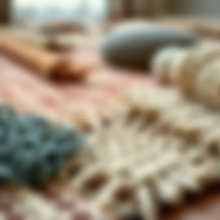 An assortment of materials used in crafting a 6ft rug