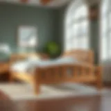 Elegant pine single bed frame showcasing natural wood grain