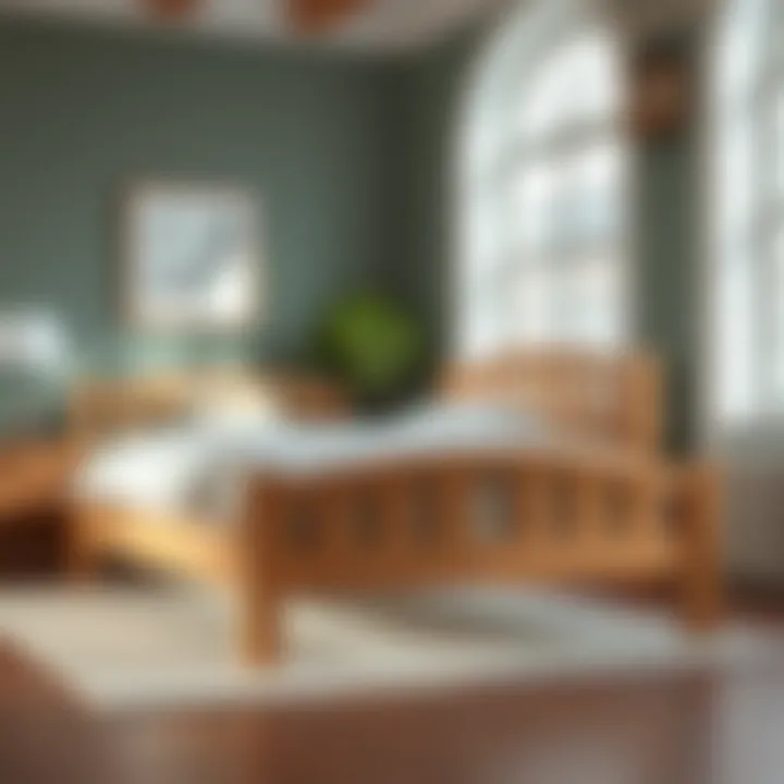 Elegant pine single bed frame showcasing natural wood grain