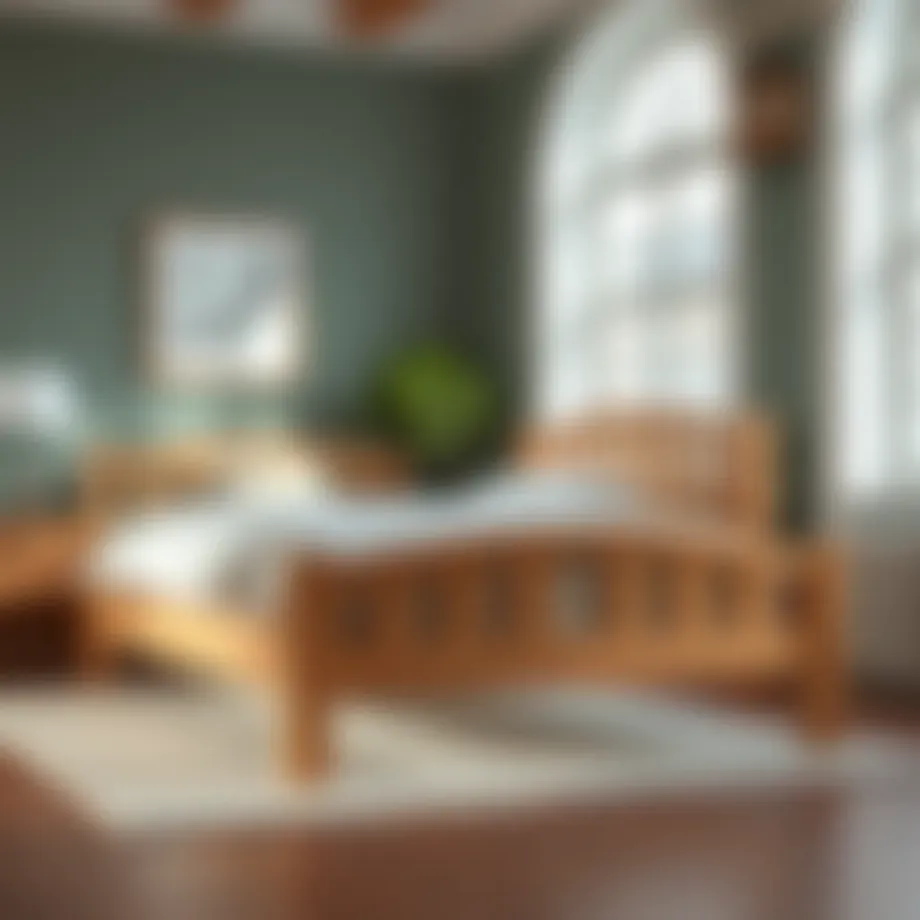 Elegant pine single bed frame showcasing natural wood grain