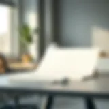 Blank paper desk pad on a modern office desk