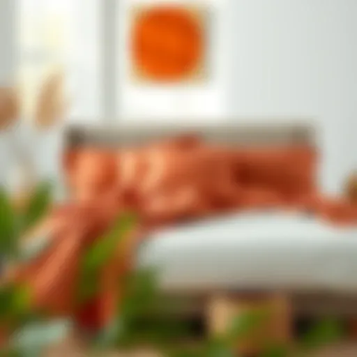 Elegant Rust Presentation Elegant rust-colored sheet set displayed on a neatly made bed with decorative pillows