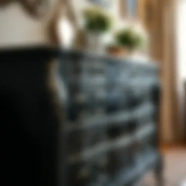 Classic black dresser showcasing intricate design details