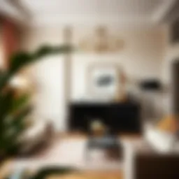 Elegant black dresser in a modern living room setting