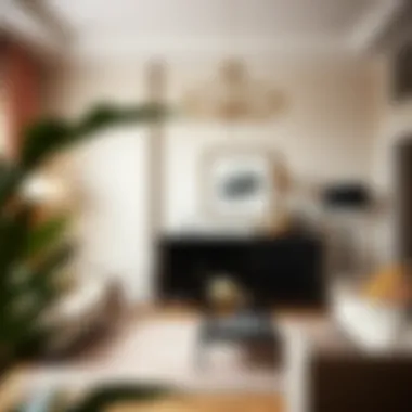 Elegant black dresser in a modern living room setting