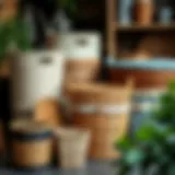 A beautifully arranged collection of wicker baskets showcasing various decorative styles.