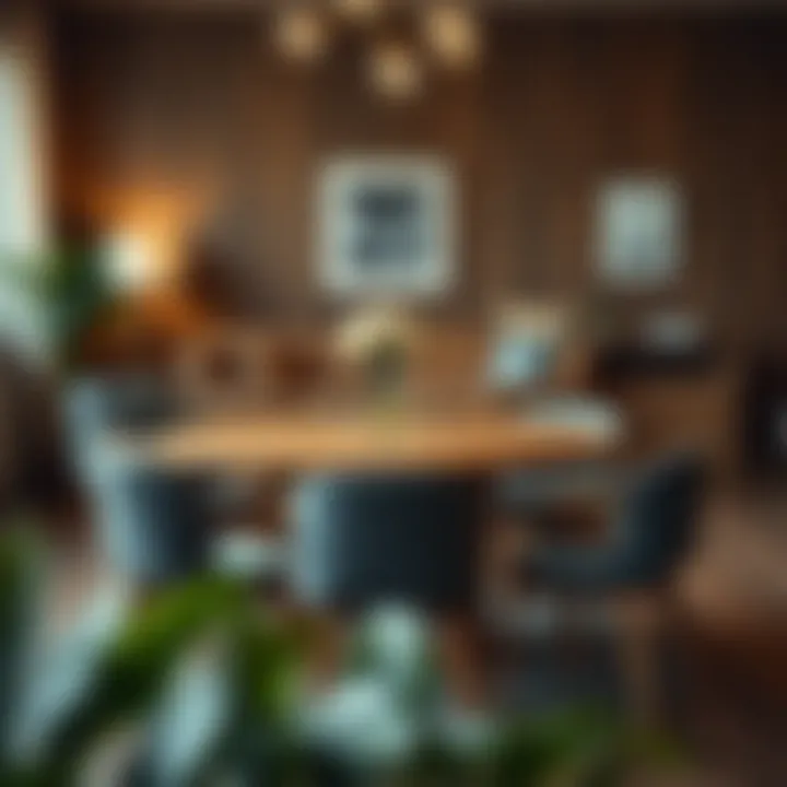 Cozy office setting featuring a round table with chairs