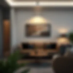 Elegant adjustable wall light illuminating a modern living room