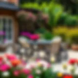 Elegant Garden Dining Set Elegant fold-away dining set in a vibrant garden