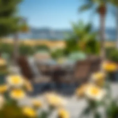 Versatile Outdoor Set Versatile fold-away dining set in a scenic outdoor environment