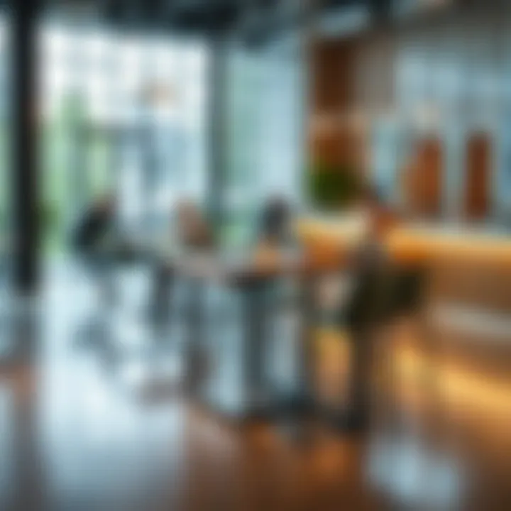 High bar rectangle table in a commercial setting promoting interaction