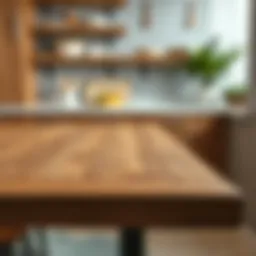 Elegant wooden kitchen chopping table showcasing its grain patterns