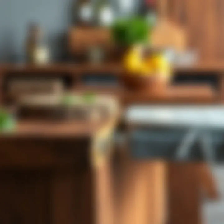 Diverse Materials for Enhanced Durability and Aesthetics A variety of materials used in crafting kitchen chopping tables, including metal and glass