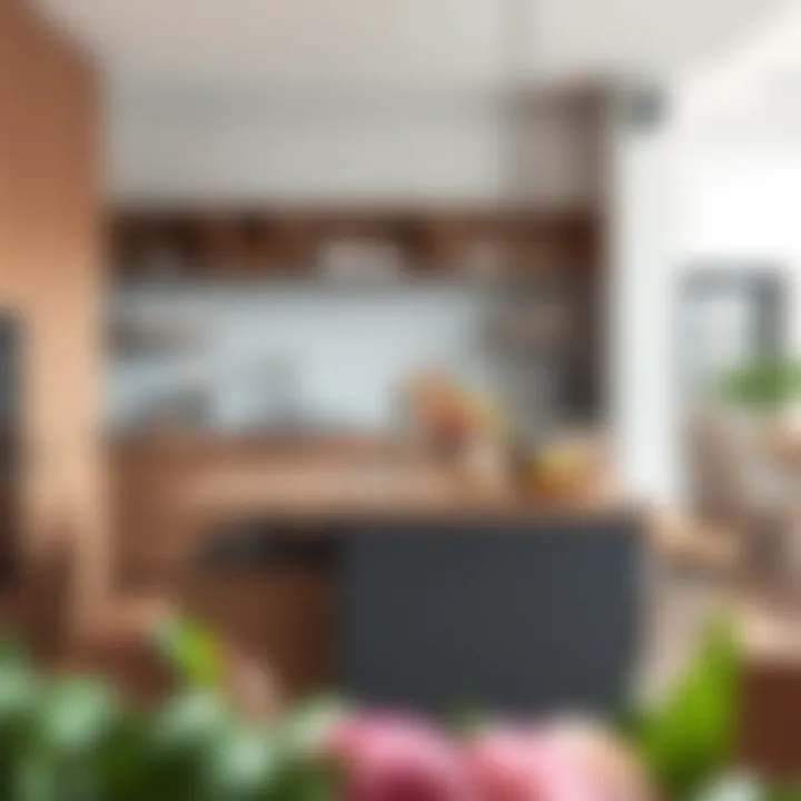 Seamless Integration of Functionality and Style Modern kitchen with a multifunctional chopping table integrated into the decor