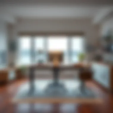 Stylish Home Office with Adjustable Table A stylish home office featuring a versatile height adjustable table