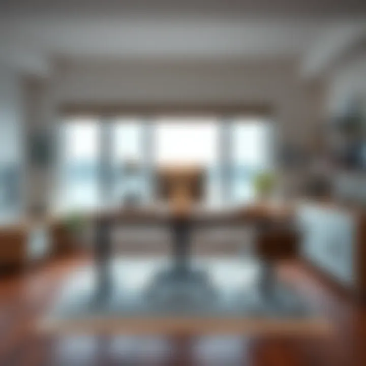 Stylish Home Office with Adjustable Table A stylish home office featuring a versatile height adjustable table