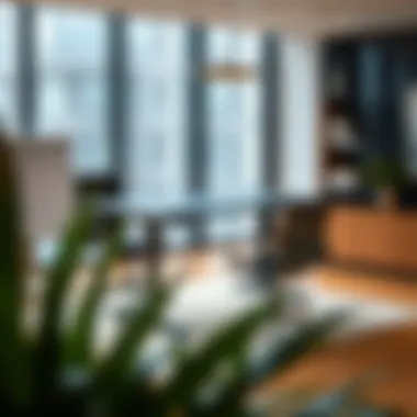 Modern Office with Adjustable Table A modern movable height adjustable table in a stylish office setting