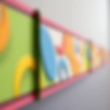 Close-up view of a colorful peel and stick wall border decal