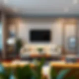 Elegant living room featuring peel and stick wall border decals