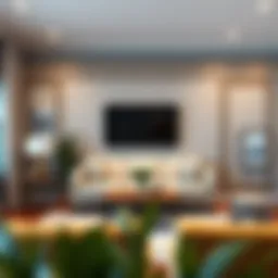 Elegant living room featuring peel and stick wall border decals