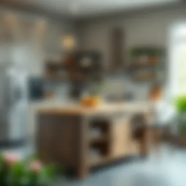 Versatile portable kitchen island showcasing various material choices