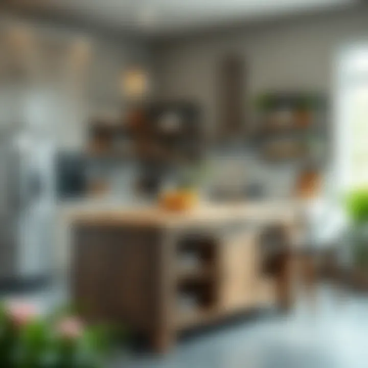 Versatile portable kitchen island showcasing various material choices