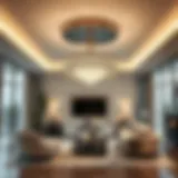 Elegant Design in Contemporary Interiors Elegant silver ceiling light fixture illuminating a modern living room