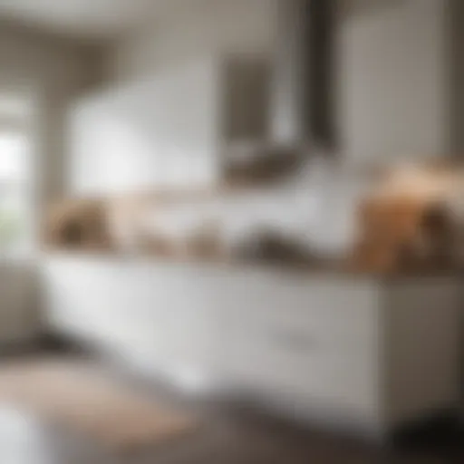 Elegant six-drawer base cabinet in a modern kitchen setting