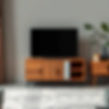 Material Diversity: Tall TV Stand with Various Finishes Tall TV stand showcasing diverse material choices