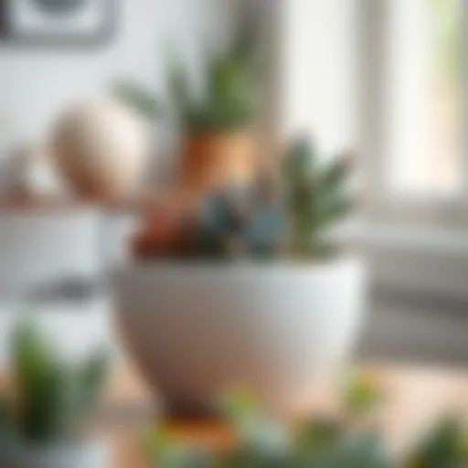 Elegant white planter showcasing succulent plants