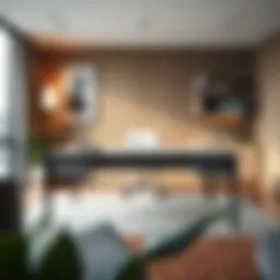 Sophisticated ash gray desk in a modern office setting