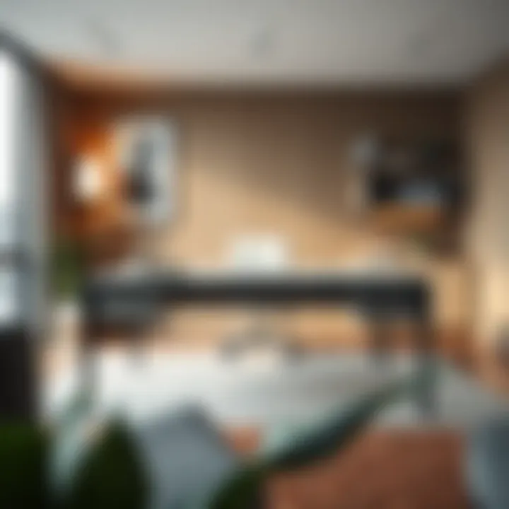 Sophisticated ash gray desk in a modern office setting